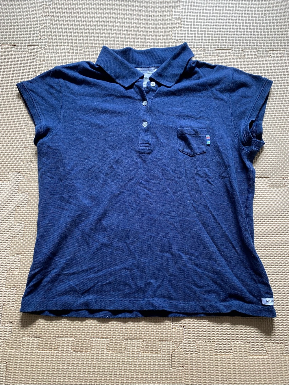 Abercrombie & Fitch Navy Blue Polo Shirt Size L